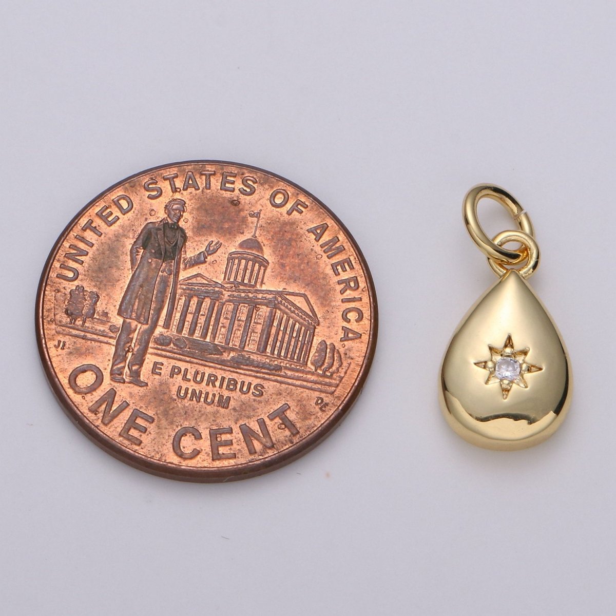 Dainty 14K Gold Filled North Star Charm Cubic Zirconia Tear Drop Pendant in Gold micro Pave CZ North Star Pendant Jewelry Making | D-429, D-430 - DLUXCA