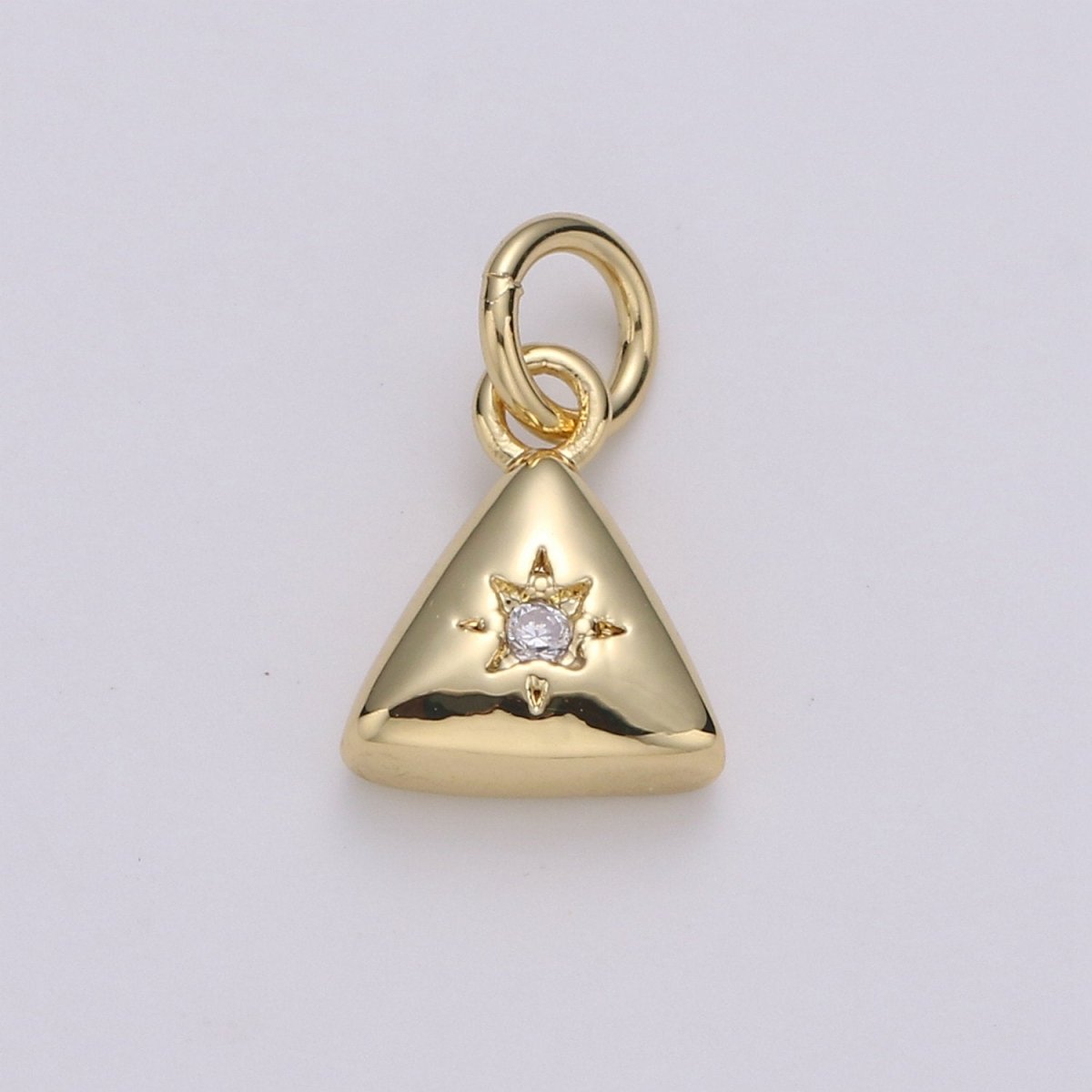 Dainty 14k Gold Filled North Star Charm Cubic Zirconia Triangle Pendant in Gold micro Pave CZ North Star Pendant Jewelry Making, D-421 D-422 - DLUXCA