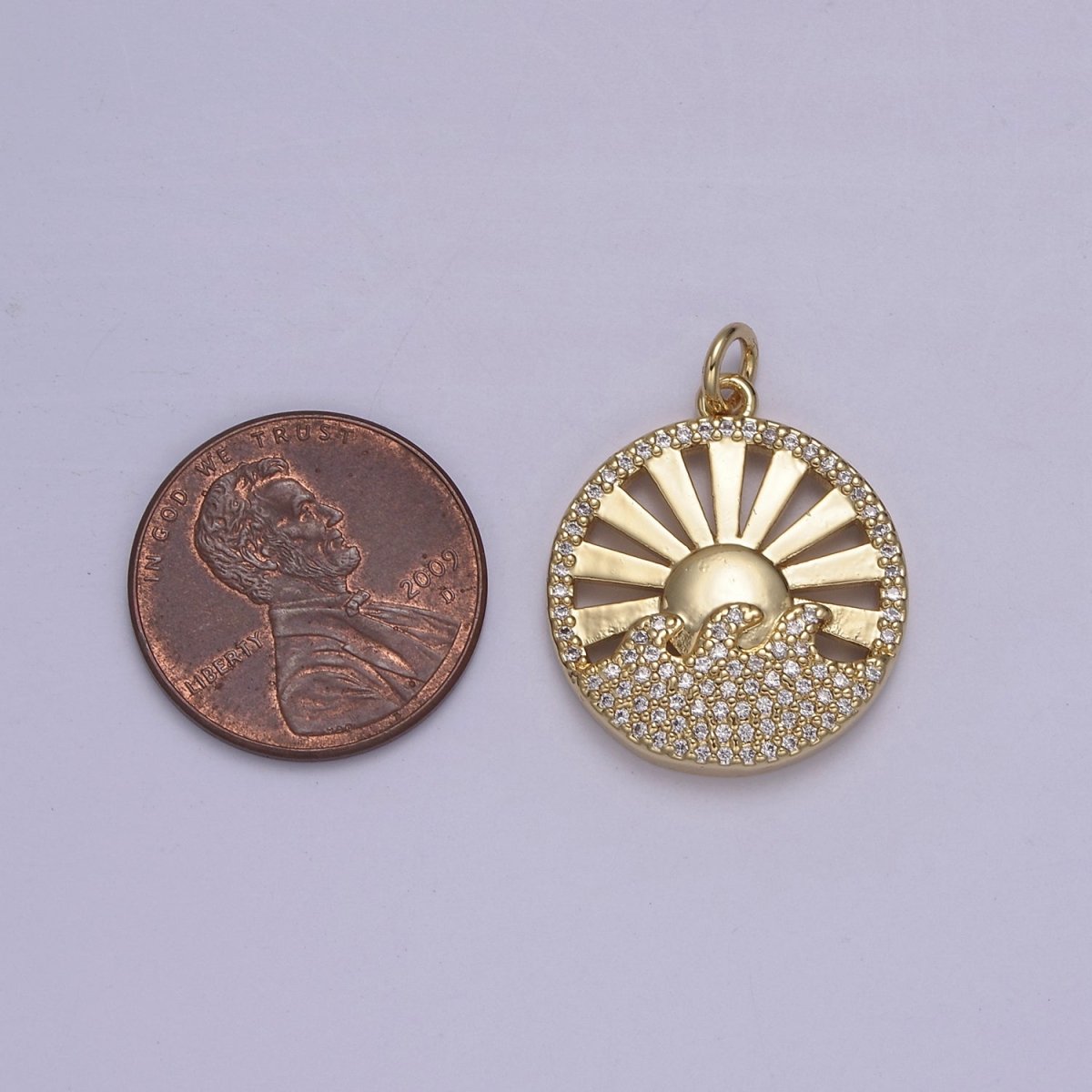 Dainty 14K Gold Filled Sun Burst Charm Micro Pave Ocean Pendant Sun Ray Sunshine Morning Jewelry Making Supply N-849 - DLUXCA