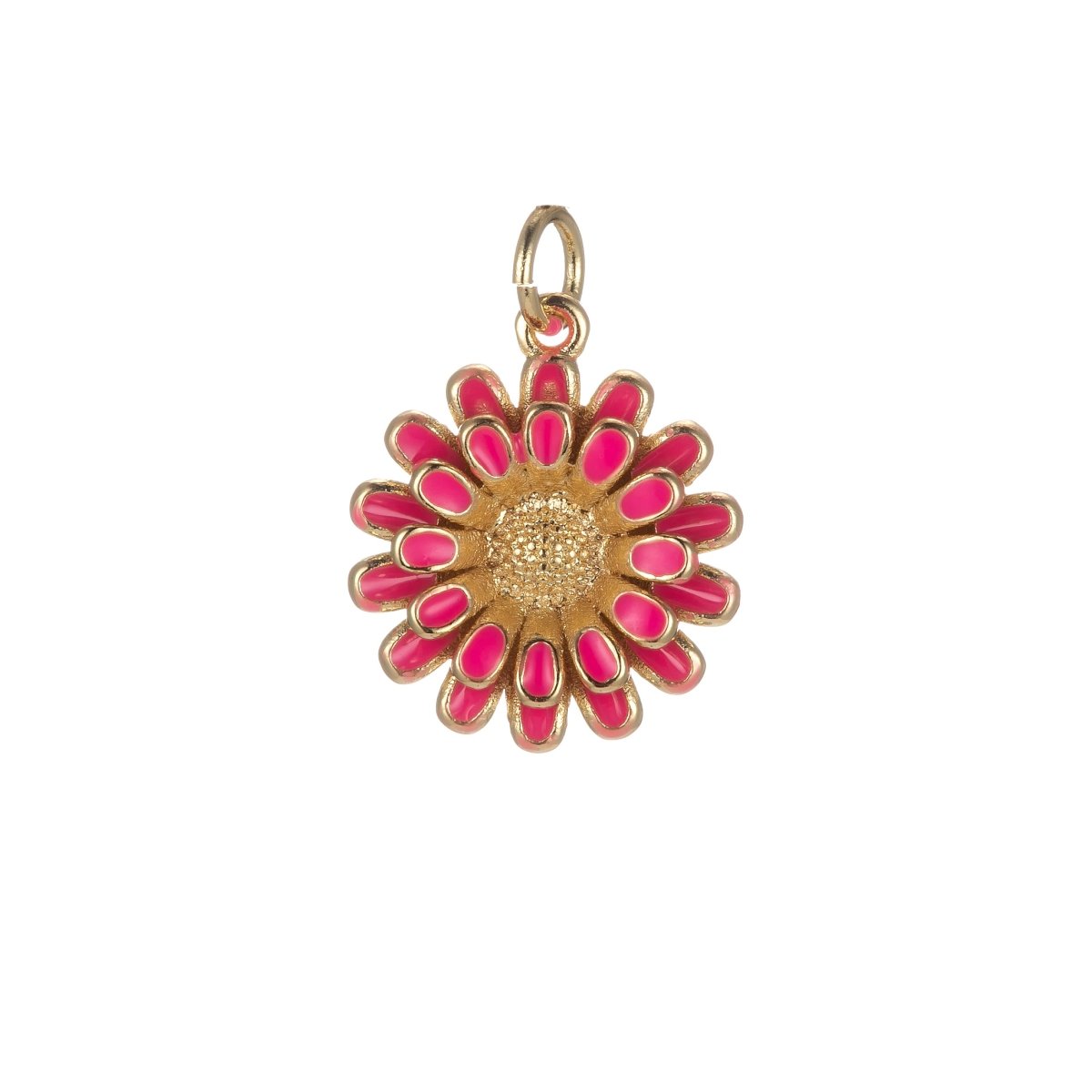 Dainty 14k Gold Filled Sun Flower Charm Enamel Floral Flower Charm Summer Trend Jewelry E-833-E-842 - DLUXCA