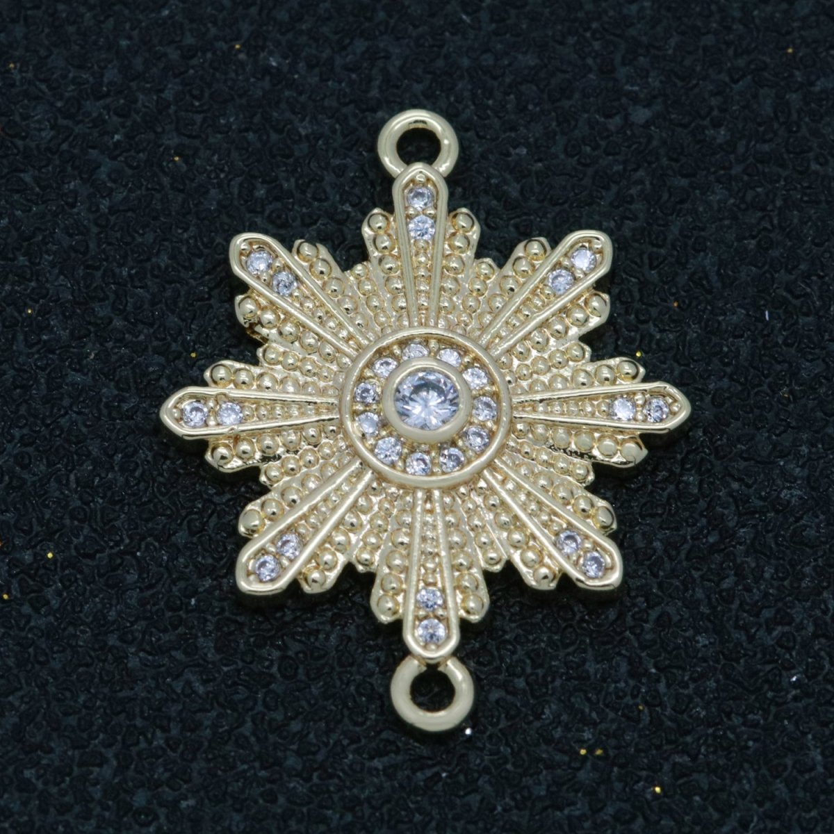 Dainty 14K Gold Filled SunBurst Charm Connector Sun Burst Cz Link Connector for Bracelet Necklace Component F-932 - DLUXCA