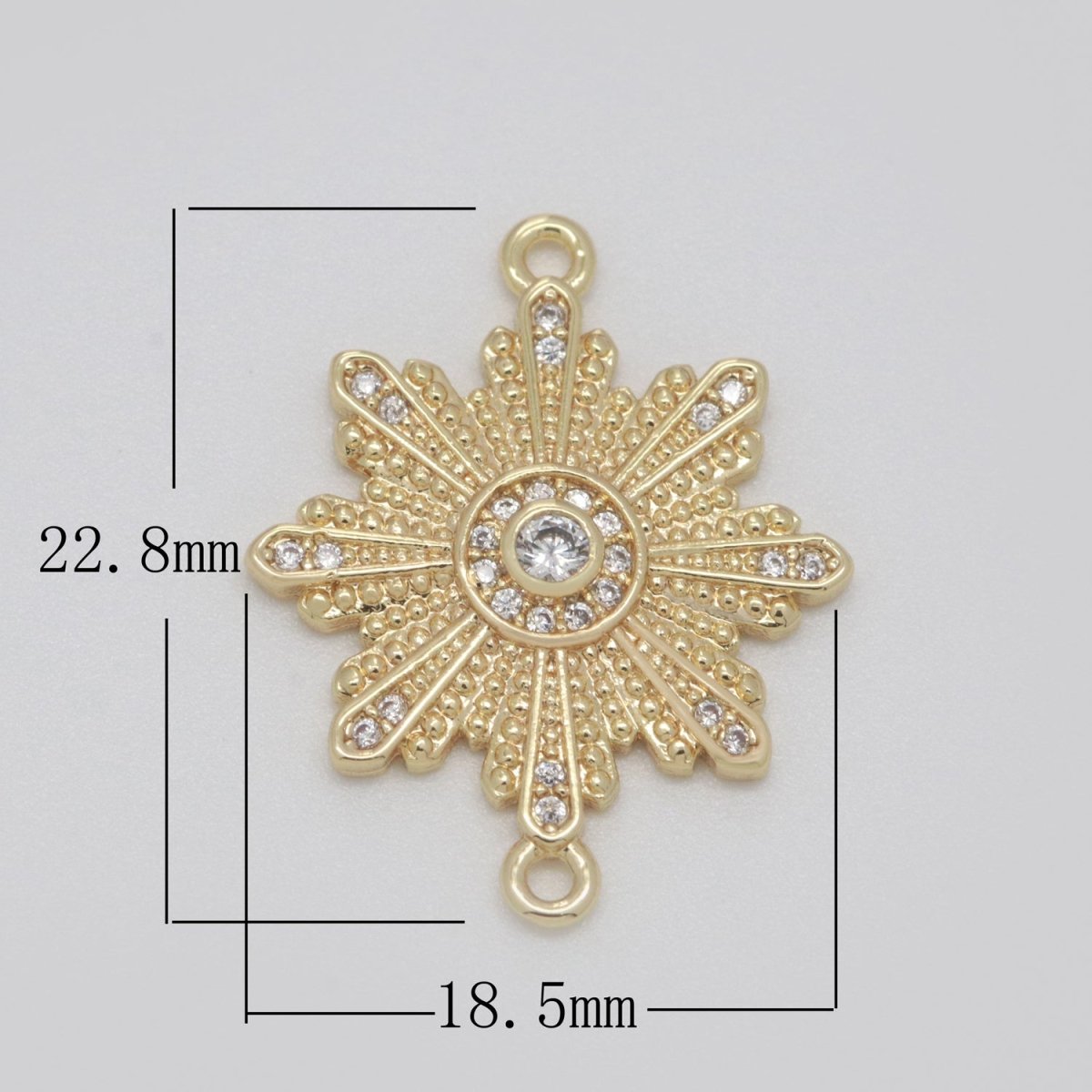 Dainty 14K Gold Filled SunBurst Charm Connector Sun Burst Cz Link Connector for Bracelet Necklace Component F-932 - DLUXCA