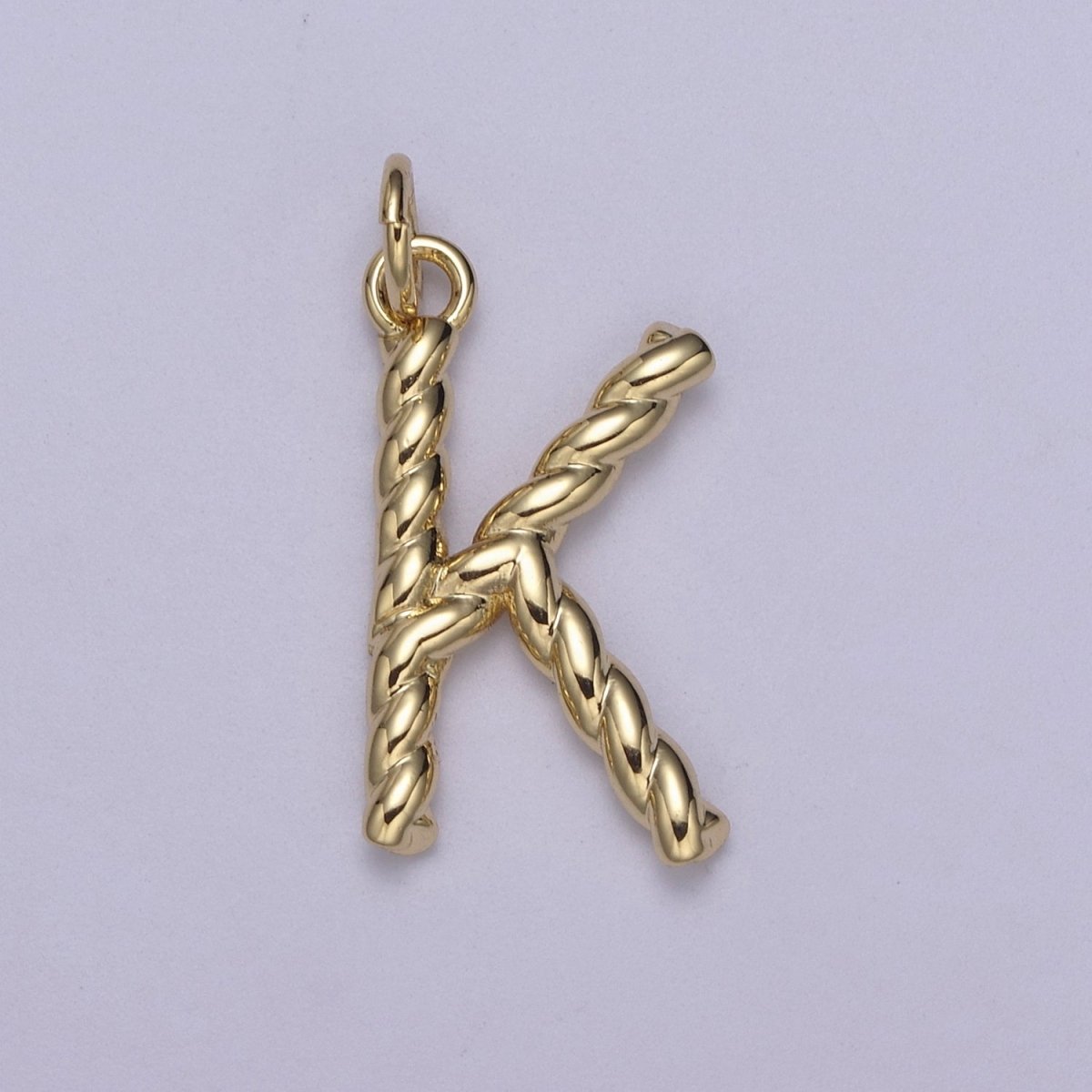 Dainty 14k Gold Filled Tiny Twisted Initial, Letter Alphabet Rope charms Mini Gold Pendant Charm for Personalized Necklace Bracelet Earring Add on M-107-M-133 - DLUXCA