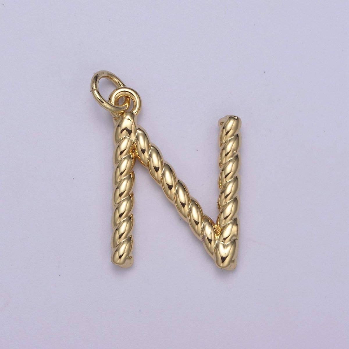Dainty 14k Gold Filled Tiny Twisted Initial, Letter Alphabet Rope charms Mini Gold Pendant Charm for Personalized Necklace Bracelet Earring Add on M-107-M-133 - DLUXCA