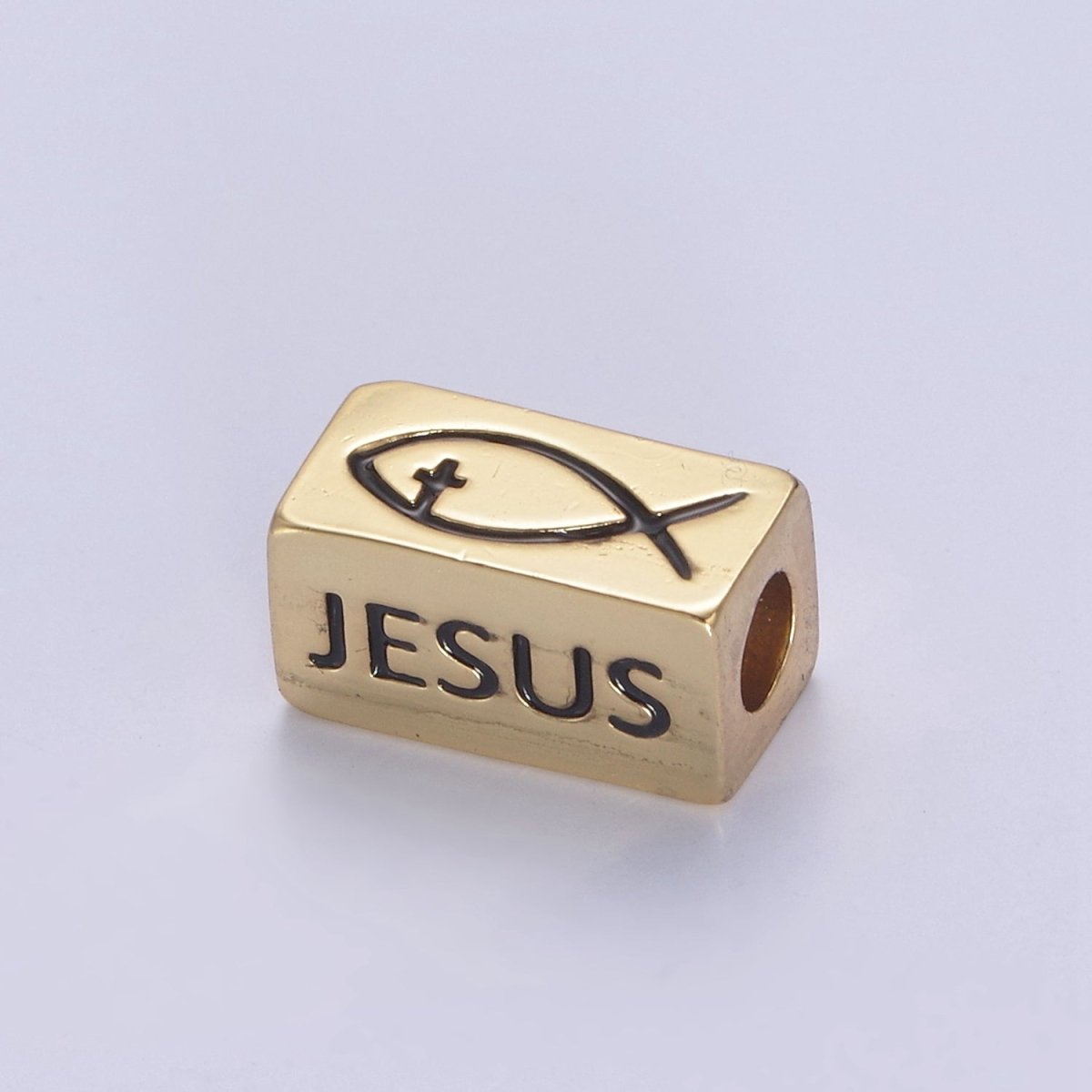 Dainty 14kt Gold Filled Religious Square Tube Bead - Seamless Rectangular Bead - Wholesale - Findings- Jewelry Making Spacer Bead B-173 - DLUXCA