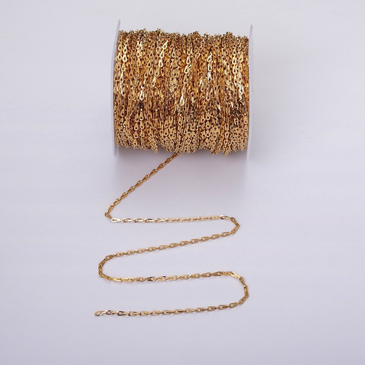 Dainty 16K Gold Filled Ladder Hook Horse Shoe Chain 2.1mm Unfinished chain by Yard Unique Horseshoe Link Chain | ROLL-1265 ROLL-1266 Clearance Pricing - DLUXCA