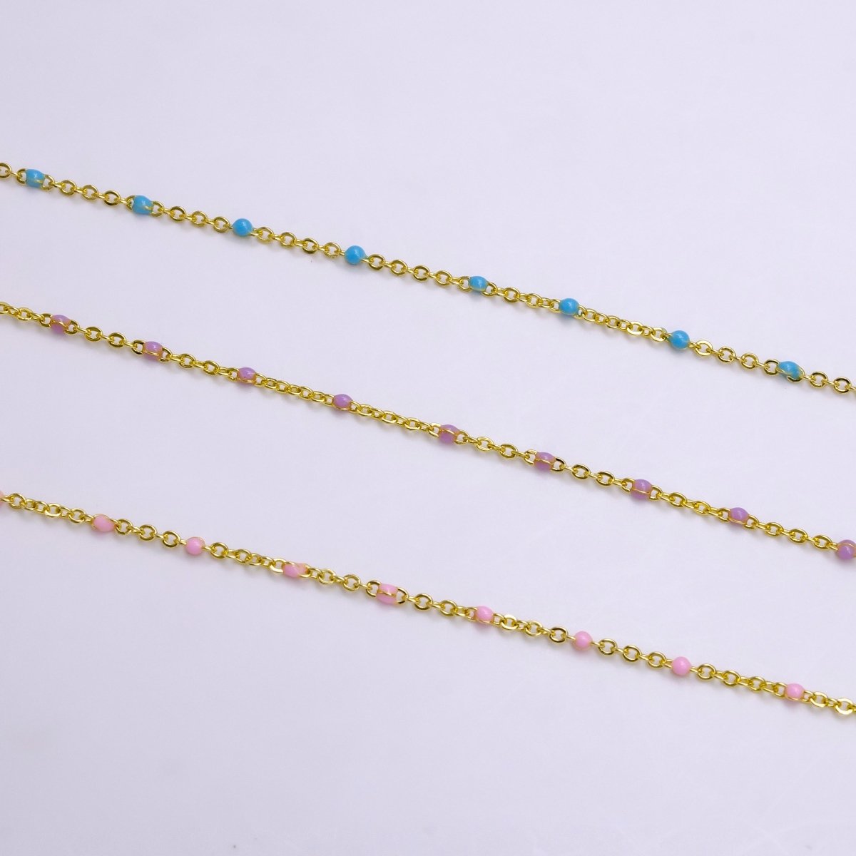 Dainty 16k Gold Filled Satellite Enamel Chain By the Yard Wholesale Unfinished Chain by Yard for Bracelet Necklace Minimalist Jewelry | ROLL-1391 ROLL-1392 ROLL-1393 ROLL-1408 - DLUXCA