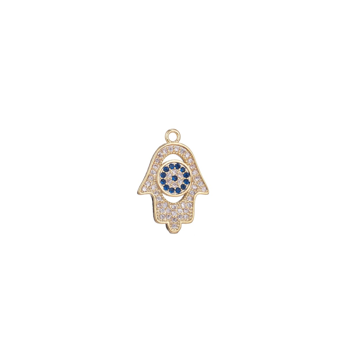 Dainty 18k Gold Fill CZ Hamsa Hand Charm Tiny Hamsa Charm in Micro Pave Hand of Fatima Charm for Bracelet Necklace Earring Making E-431 - DLUXCA