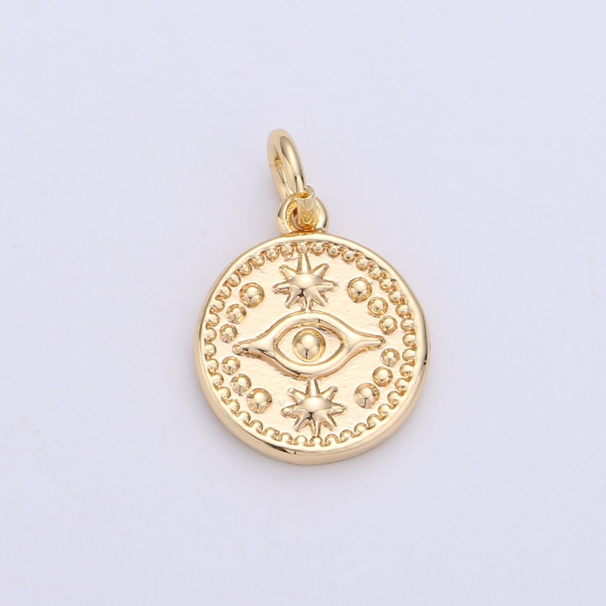 Dainty 18k Gold Filled Beads Coin Evil Eye Legend Charm for Bracelet Necklace Pendant Earring Findings for Jewelry Making C-080 C-656 - DLUXCA