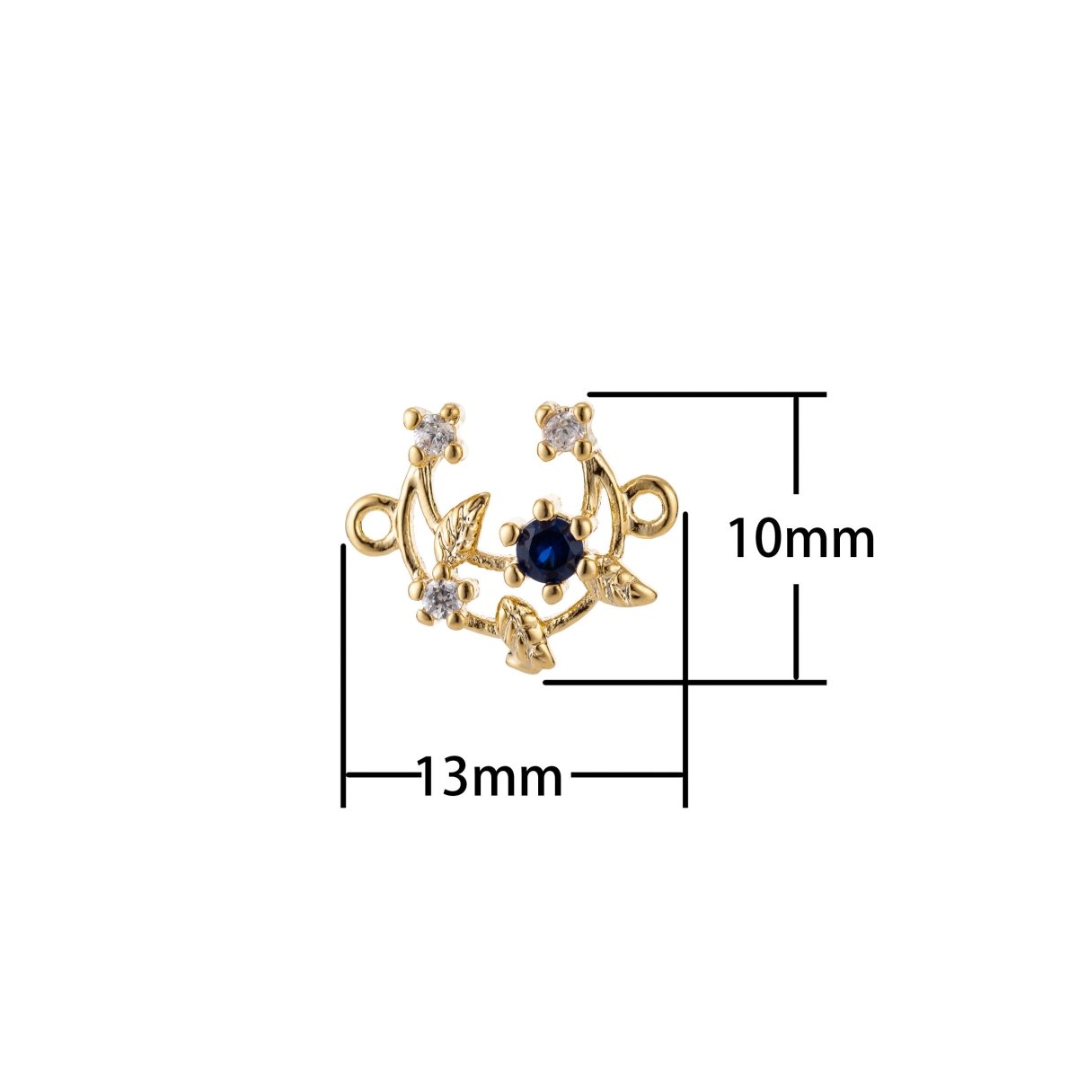 Dainty 18k Gold Filled Connector Micro Pave Moon Bracelet Connector Earring Crescent Moon Charm Connector Necklace Connector F-776 - DLUXCA