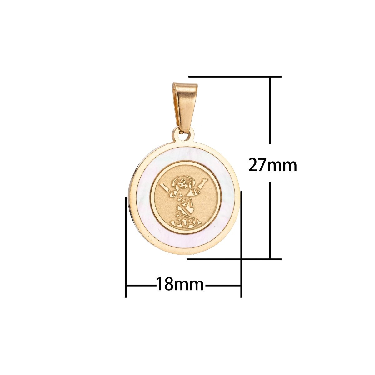 Dainty 18K Gold Filled Divino Nino Medal (Divine Infant Jesus) Coin with Sea Shell Religious Jewelry J-390 - DLUXCA