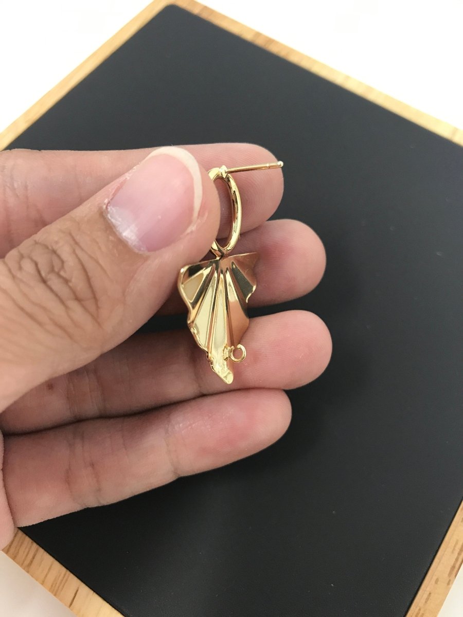 Dainty 18k Gold Filled Earrings Post with Links and Loop, Stud Earrings, Geometric Earring Findings for Jewelry Making Supplies K-009 - DLUXCA