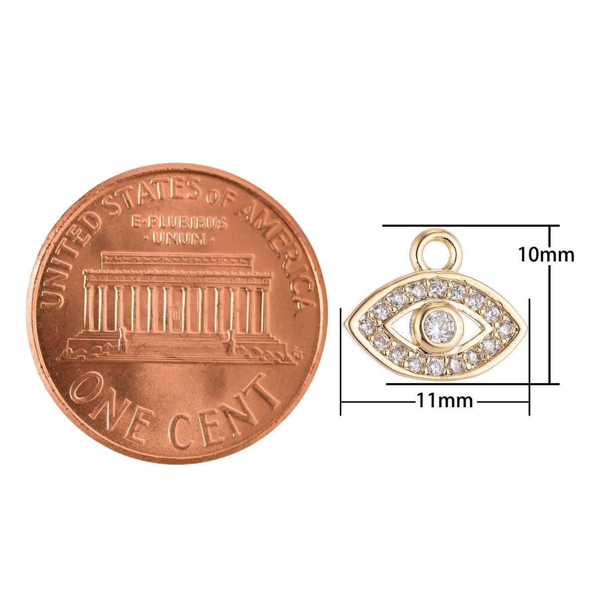 Dainty 18K Gold Filled Evil Eye Micro Pave Crystal Cubic Zirconia Bracelet Delicate Necklace Pendant Earring Gift for Jewelry Making C-002 - DLUXCA