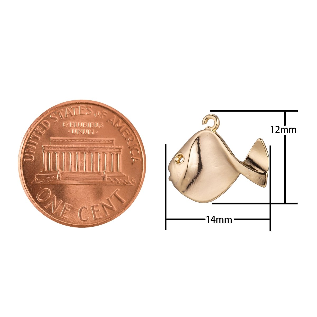 Dainty 18k Gold Filled Fish Charm for Bracelet Necklace Pendant Earring Golden Cute Goldfish Animal Lover Findings for Jewelry Making C-329 - DLUXCA