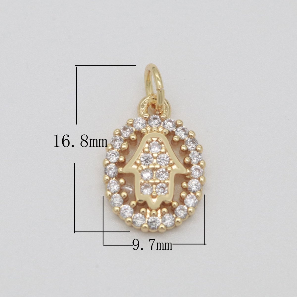 Dainty 18k Gold Filled Hamsa Hand / Evil Eye / Star Charm Micro Pave Mini Medallion Pendant for bracelet necklace earring Minimalist Jewelry M-750 - M-752 - DLUXCA