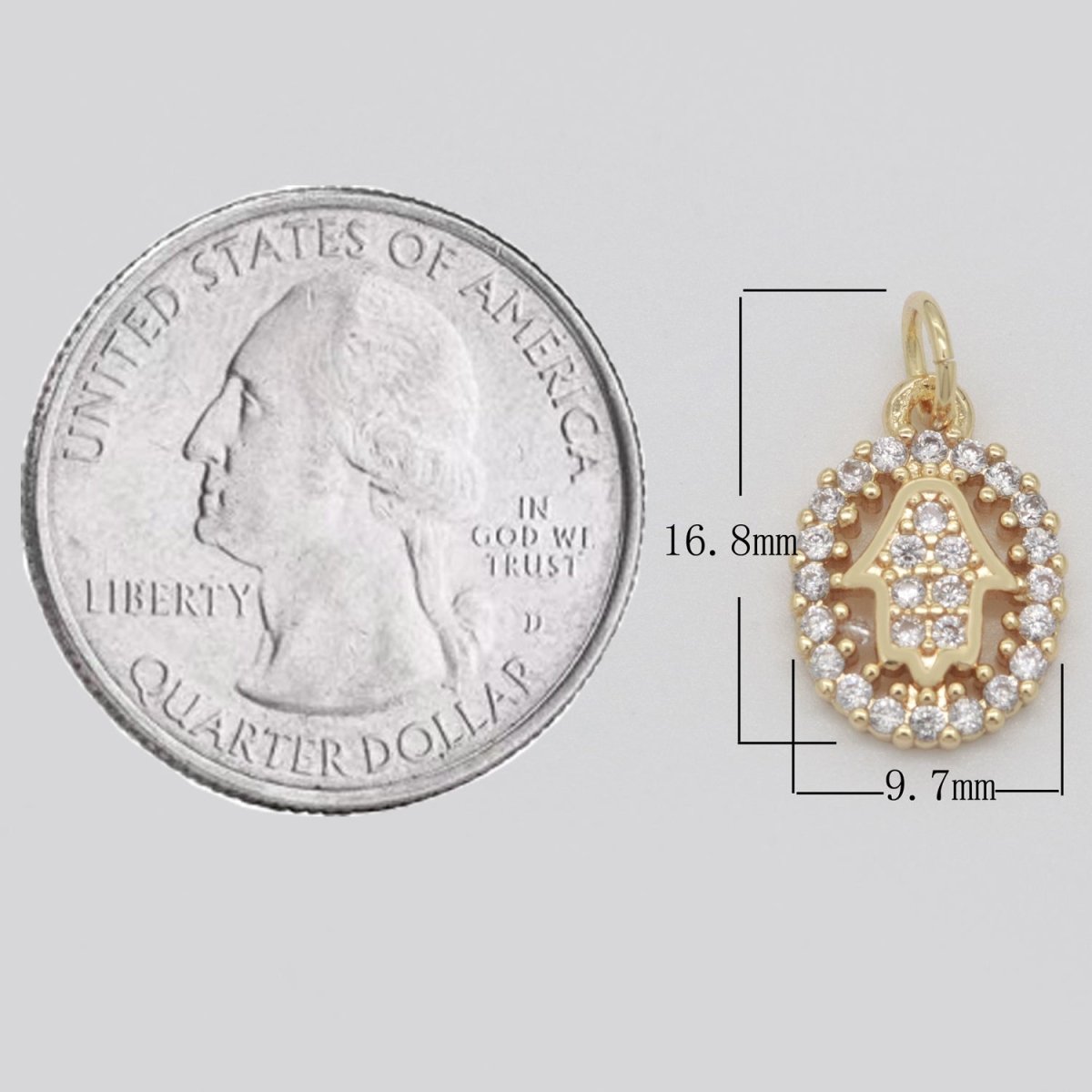 Dainty 18k Gold Filled Hamsa Hand / Evil Eye / Star Charm Micro Pave Mini Medallion Pendant for bracelet necklace earring Minimalist Jewelry M-750 - M-752 - DLUXCA