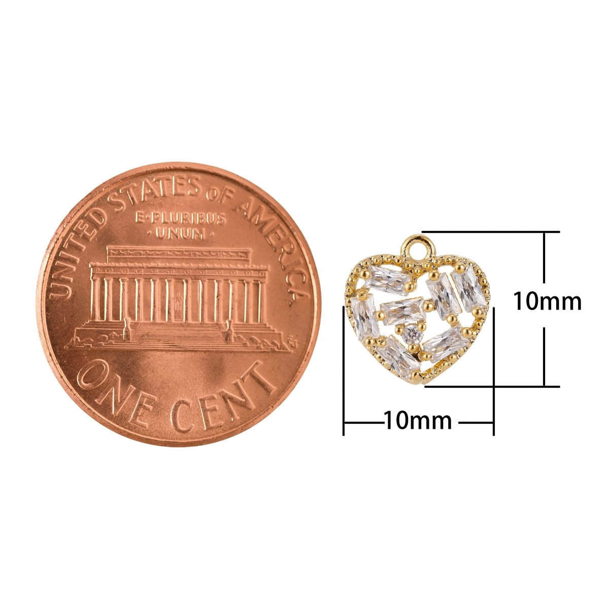 Dainty 18k Gold Filled Heart Charm Dangling Pendant w/ Cubic Zircon for Layer Necklace Earring Charm Jewelry Making E-462 - DLUXCA