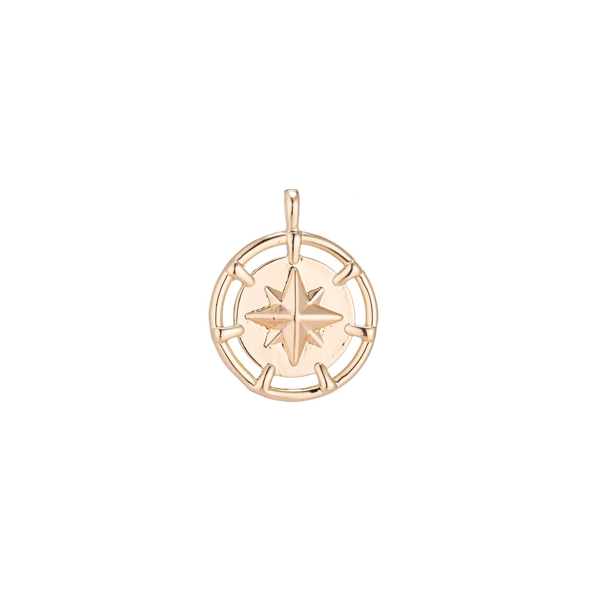 Dainty 18k Gold Filled North Star Charm Starry Twinkle Starburst Coin Pendant for Layer Necklace Earring Bracelet Jewelry Making Supplies C-079 - DLUXCA
