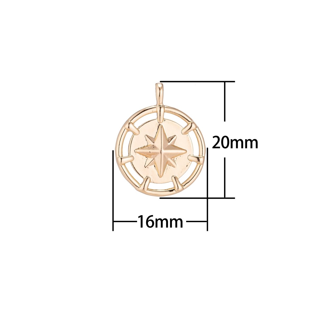 Dainty 18k Gold Filled North Star Charm Starry Twinkle Starburst Coin Pendant for Layer Necklace Earring Bracelet Jewelry Making Supplies C-079 - DLUXCA
