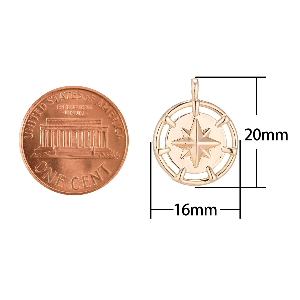 Dainty 18k Gold Filled North Star Charm Starry Twinkle Starburst Coin Pendant for Layer Necklace Earring Bracelet Jewelry Making Supplies C-079 - DLUXCA