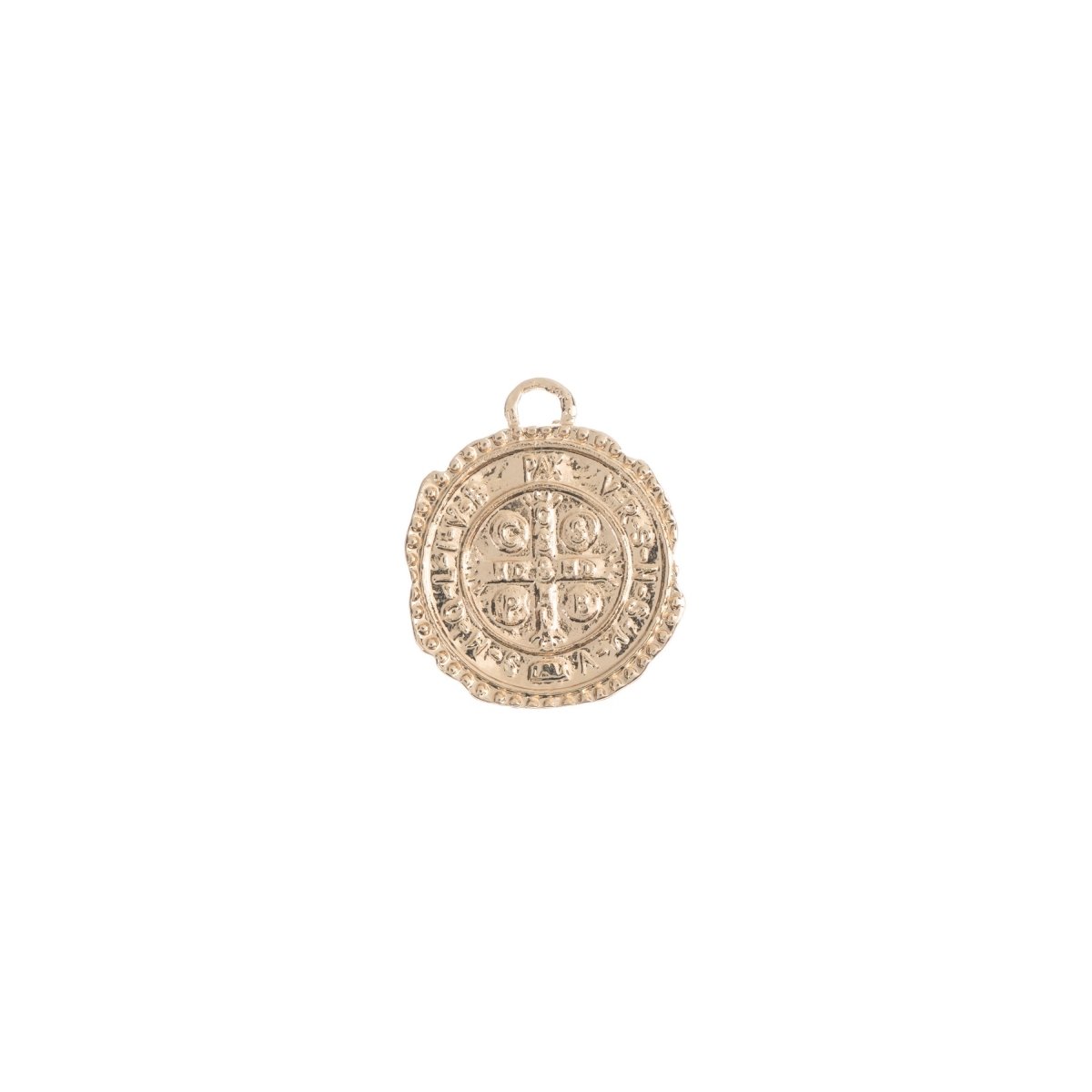 Dainty 18k Gold Filled Rustic Cross Coin Charm Vintage Medallion for Bracelet Necklace Pendant Earring Findings for Jewelry Making C-238 - DLUXCA