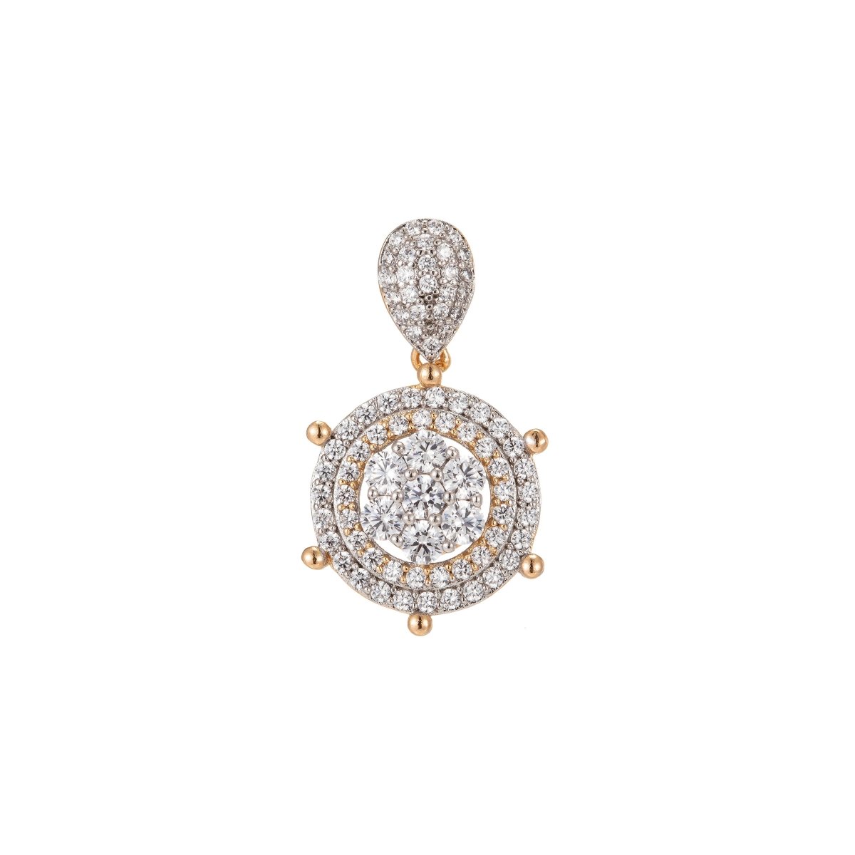 Dainty 18k Gold Filled Ship Wheel Charms Micro Pave Helm Charms for Necklace Pendants Nautical Jewelry - DLUXCA