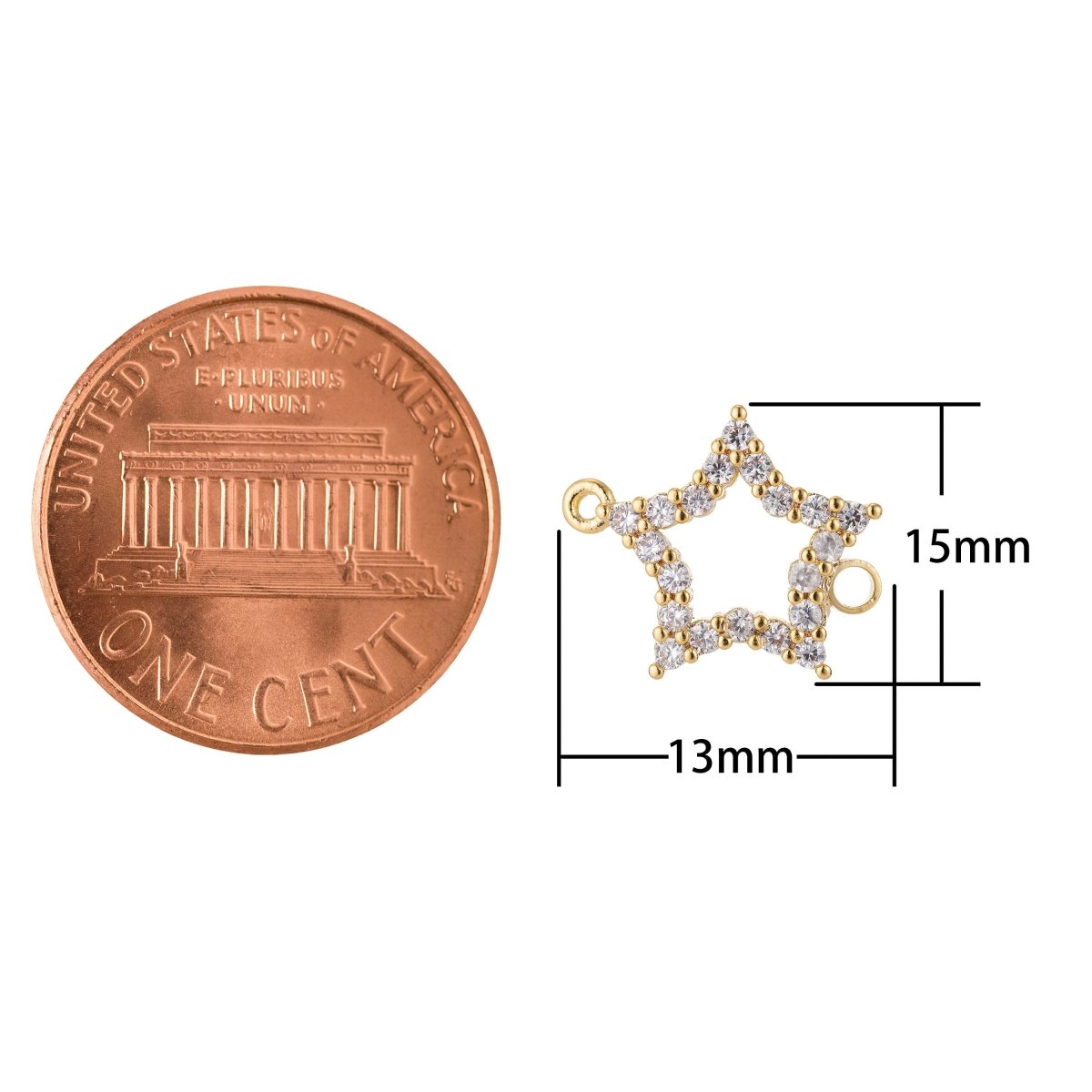 Dainty 18k Gold Filled Star Charm, Micro Pave Star Connector CZ Cubic Zirconia Crystals for Bracelet Necklace Earring Charm Pendant F-773 - DLUXCA