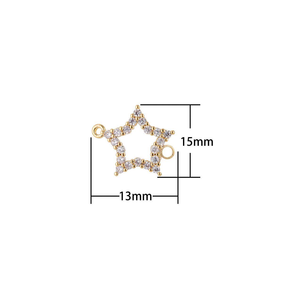 Dainty 18k Gold Filled Star Charm, Micro Pave Star Connector CZ Cubic Zirconia Crystals for Bracelet Necklace Earring Charm Pendant F-773 - DLUXCA