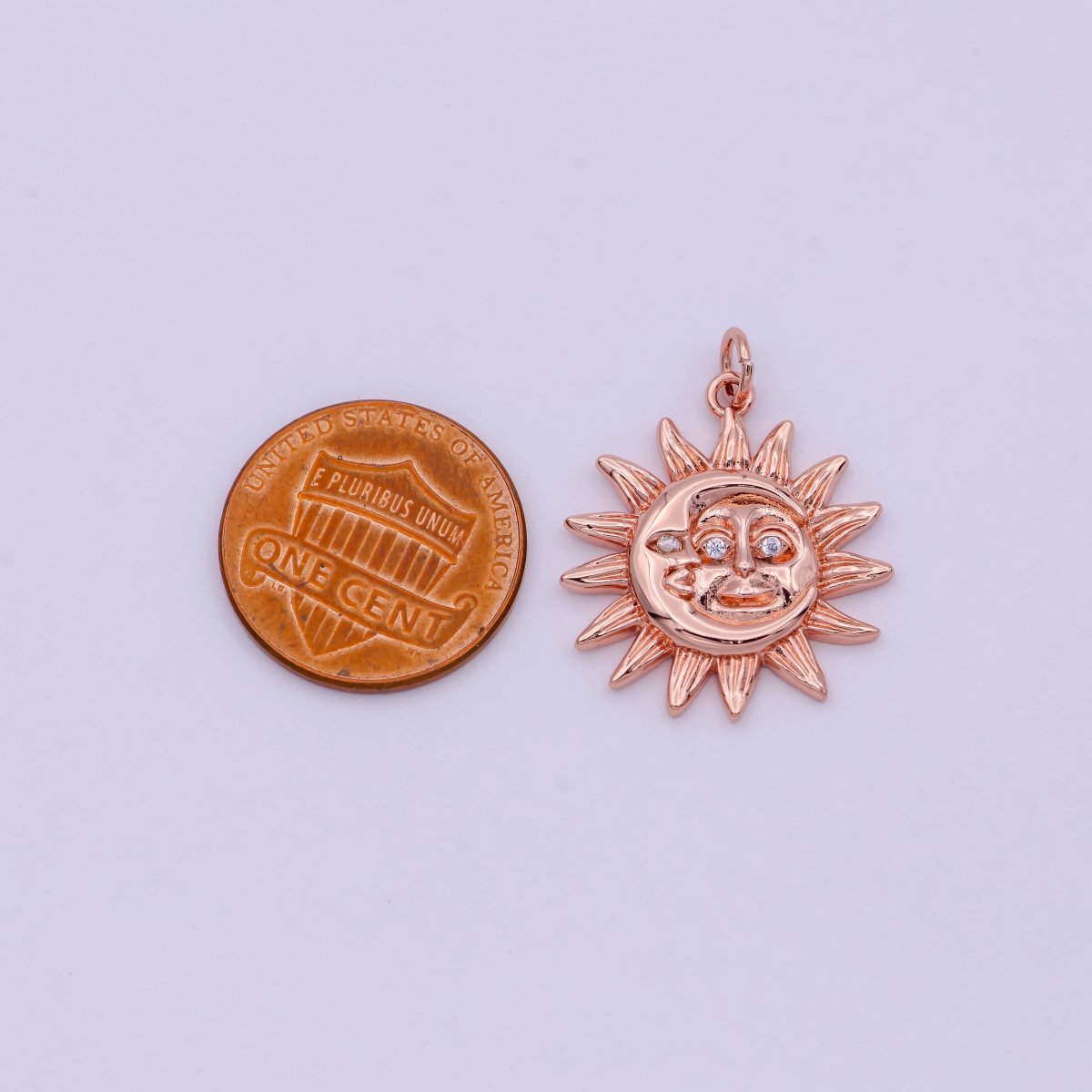 Dainty 18K Gold Filled Sun & Moon Charms in Gold / Rose Gold / Silver Color 20mmx20mm Sun moon face Happy Smile Sun Face, C-249 - DLUXCA