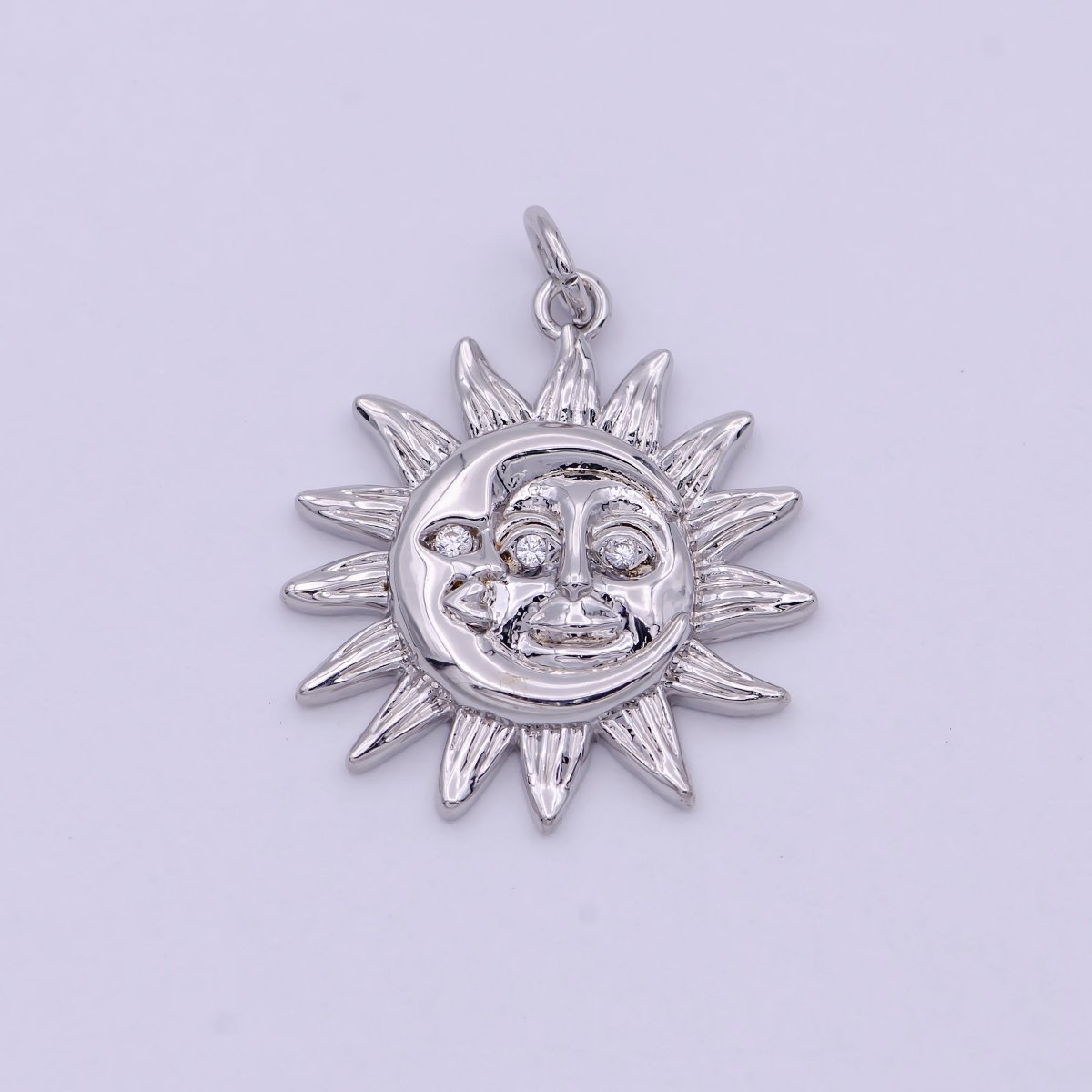 Dainty 18K Gold Filled Sun & Moon Charms in Gold / Rose Gold / Silver Color 20mmx20mm Sun moon face Happy Smile Sun Face, C-249 - DLUXCA
