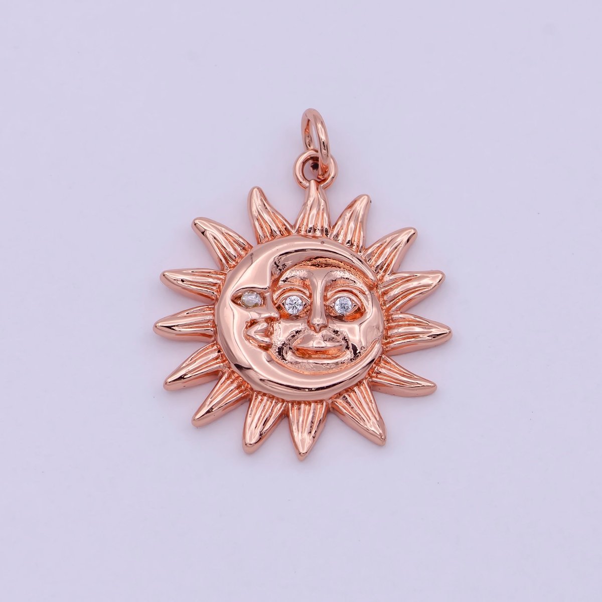 Dainty 18K Gold Filled Sun & Moon Charms in Gold / Rose Gold / Silver Color 20mmx20mm Sun moon face Happy Smile Sun Face, C-249 - DLUXCA