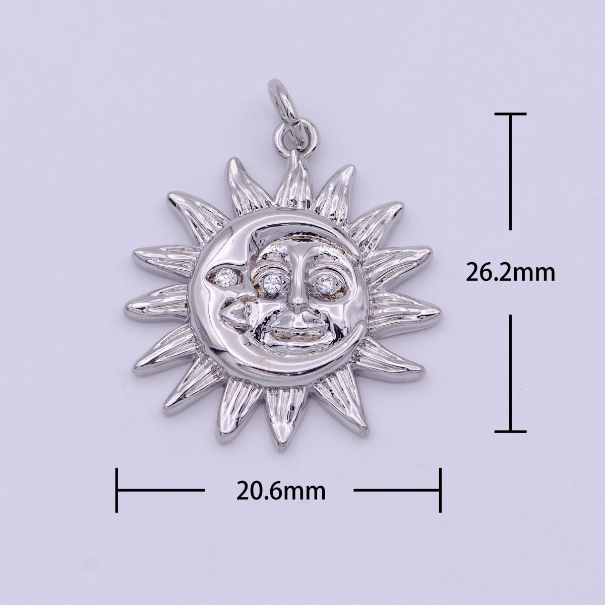 Dainty 18K Gold Filled Sun & Moon Charms in Gold / Rose Gold / Silver Color 20mmx20mm Sun moon face Happy Smile Sun Face, C-249 - DLUXCA