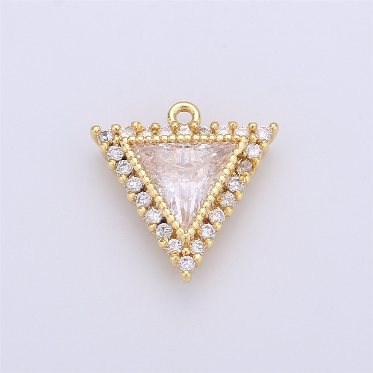 Dainty 18K Gold Filled Triangle Charm Micro Pave Pyramid Cubic Charm Bracelet Necklace Earring Charm Component Jewelry Making Supply C-650 - DLUXCA
