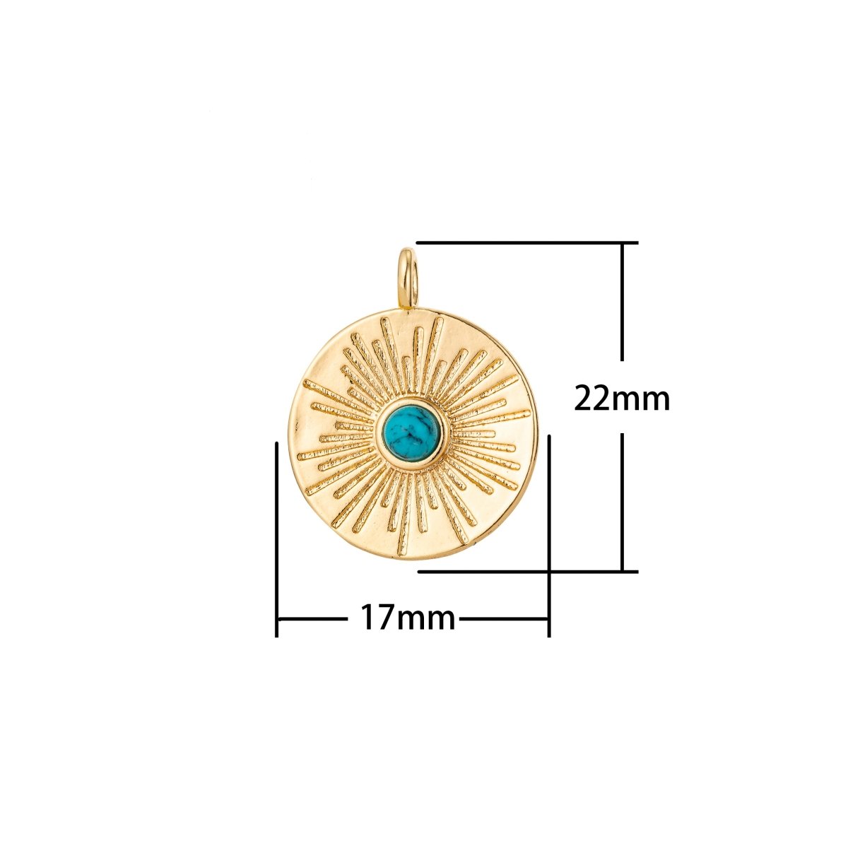 Dainty 18K Gold Filled / White Gold Sun Sunburst Coin Charm Turquoise / White Howlite Charm for Earring Necklace Jewelry Making Supplies C-271 C-272 C-303 D-778 - DLUXCA