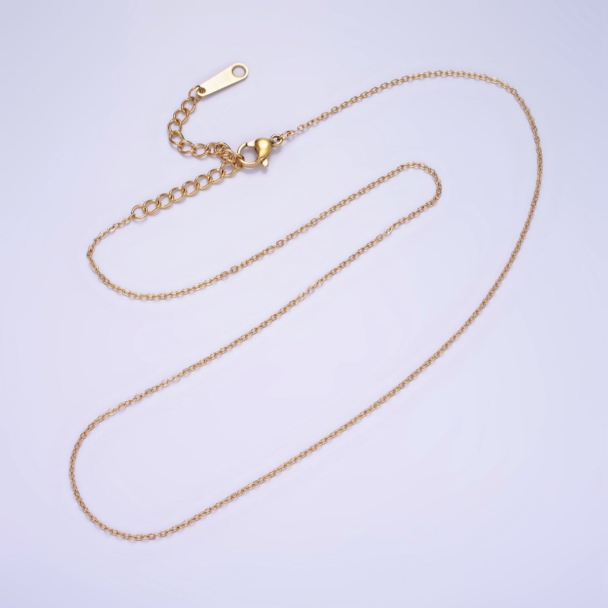 Dainty 1mm Gold Cable Chain Necklace 16 inch+ 2 inch extender long | WA-2417 - DLUXCA