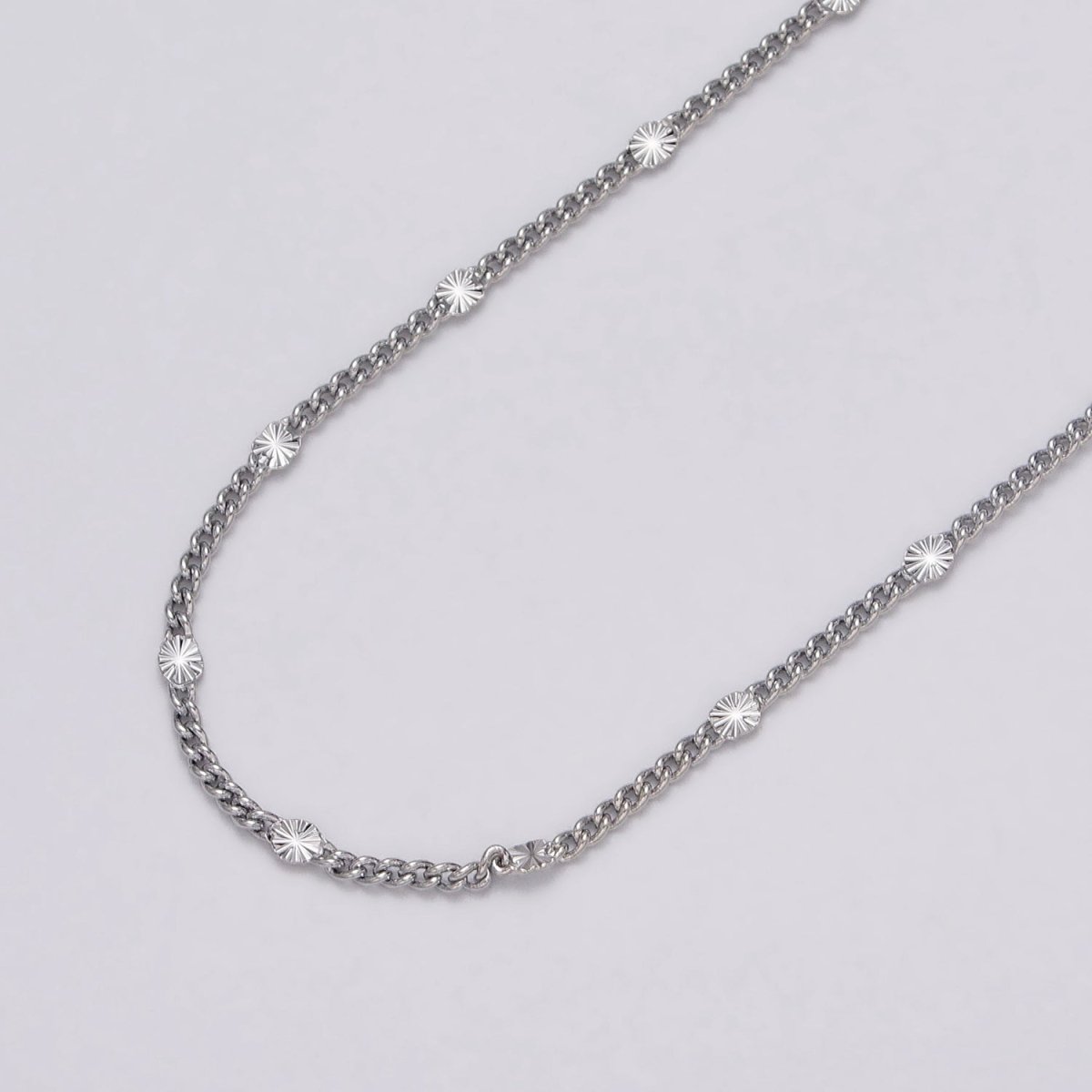 Dainty 24k Gold Filled 1.5mm Curb Sunburst Link Unique Unfinished Chain by Yard in Gold & Silver | ROLL-1030, ROLL-1093 Clearance Pricing - DLUXCA