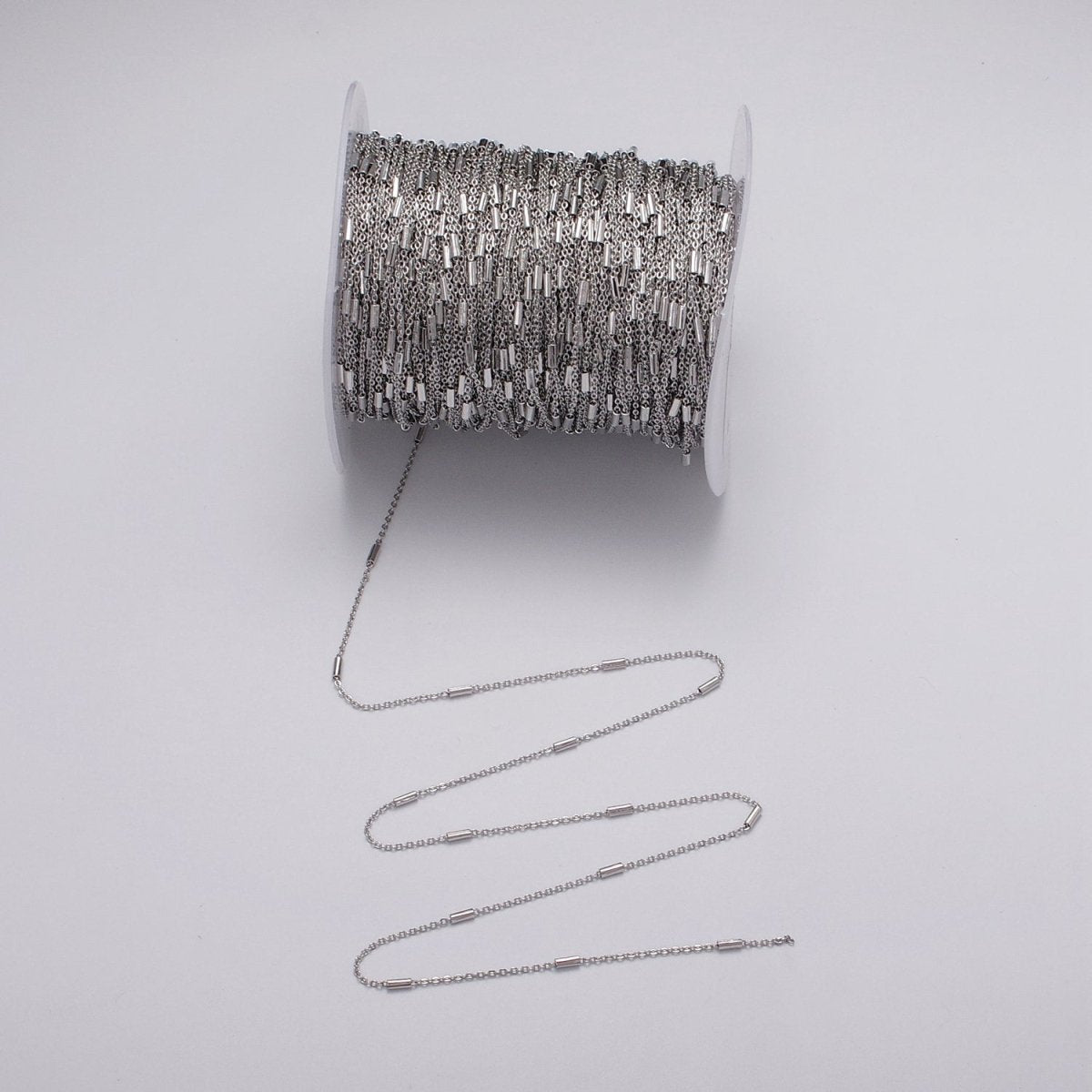 Dainty 24K Gold Filled 1.5mm Unique Cable Tube Unfinished Chain by Yard in Gold & Silver | ROLL-1035, ROLL-1090 Clearance Pricing - DLUXCA