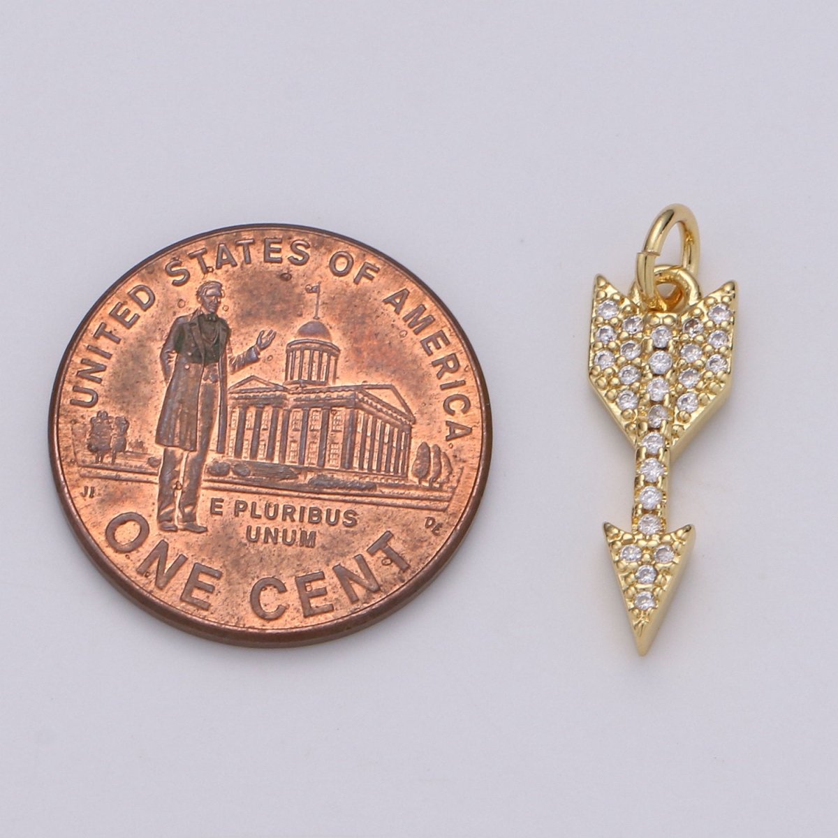 Dainty 24k Gold Filled Arrow Charm Mini Arrow Pendant Micro Pave Charm for Bracelet Earring Necklace Making D-476 D-477 - DLUXCA