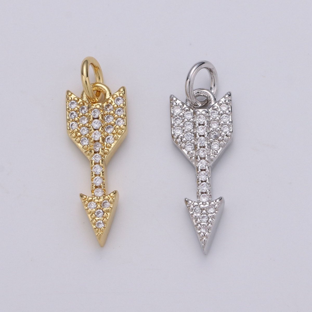 Dainty 24k Gold Filled Arrow Charm Mini Arrow Pendant Micro Pave Charm for Bracelet Earring Necklace Making D-476 D-477 - DLUXCA
