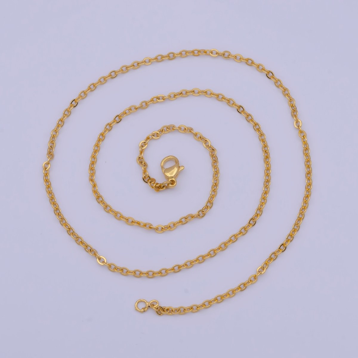Dainty 24K Gold Filled Cable Chain Necklace Gold Link Chain Necklace Ready to Wear 17.5 Inch | WA-1145 Clearance Pricing - DLUXCA