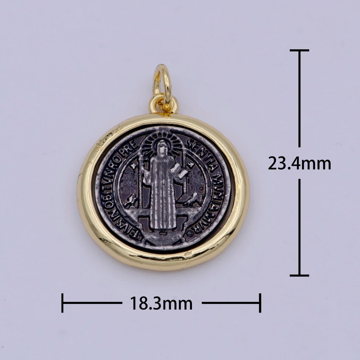 Dainty 24k Gold Filled Coin Saint Benedict Charm Religious Medallion Bracelet Necklace Pendant Earring Findings for Jewelry Making E-123 - DLUXCA