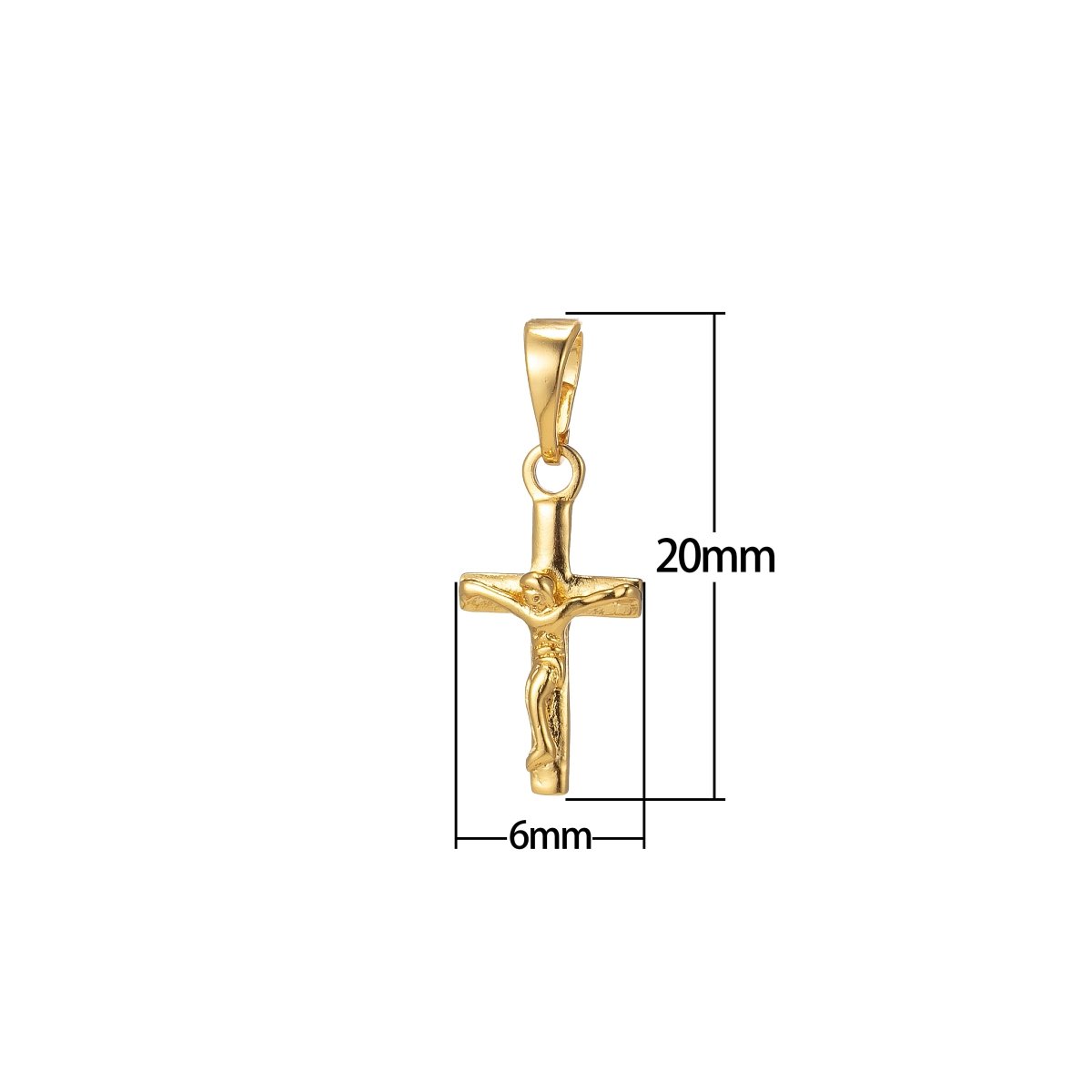 Dainty 24k gold Filled crucifix cross charm Jesus Pendant Religious Bracelet, Necklace Rosary Supply I-125 - DLUXCA
