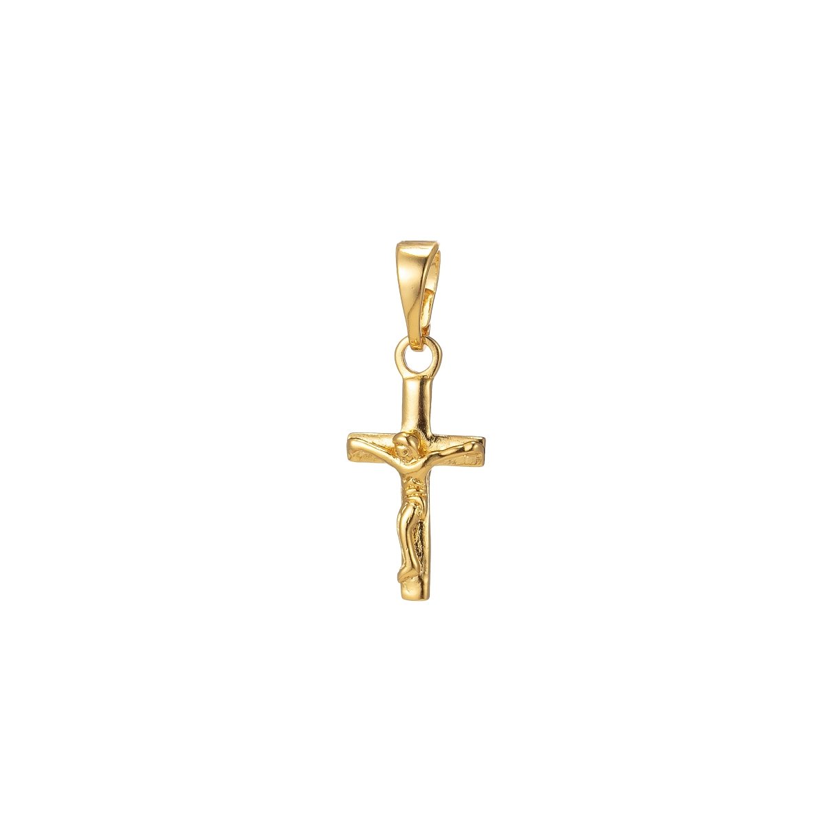 Dainty 24k gold Filled crucifix cross charm Jesus Pendant Religious Bracelet, Necklace Rosary Supply I-125 - DLUXCA