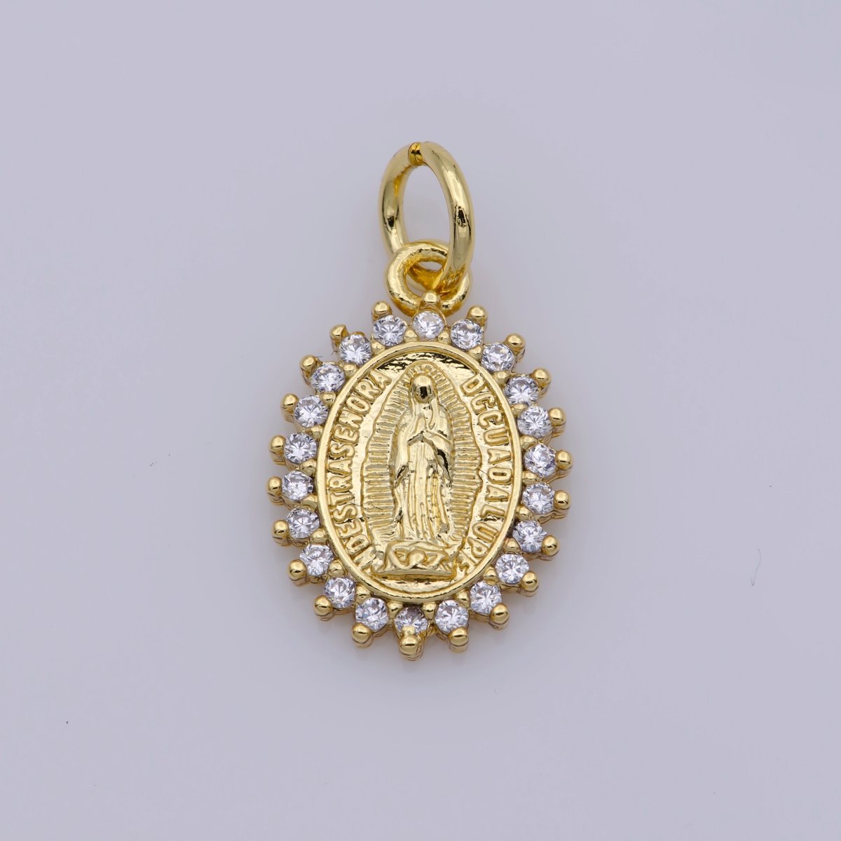 Dainty 24K Gold Filled Delicate Virgin Mother Mary Cubic Zirconia Bracelet Necklace Pendant Earring Charm Gift for Woman Jewelry Making, Gold Silver Miraculous Lady M-585 -M-592 - DLUXCA