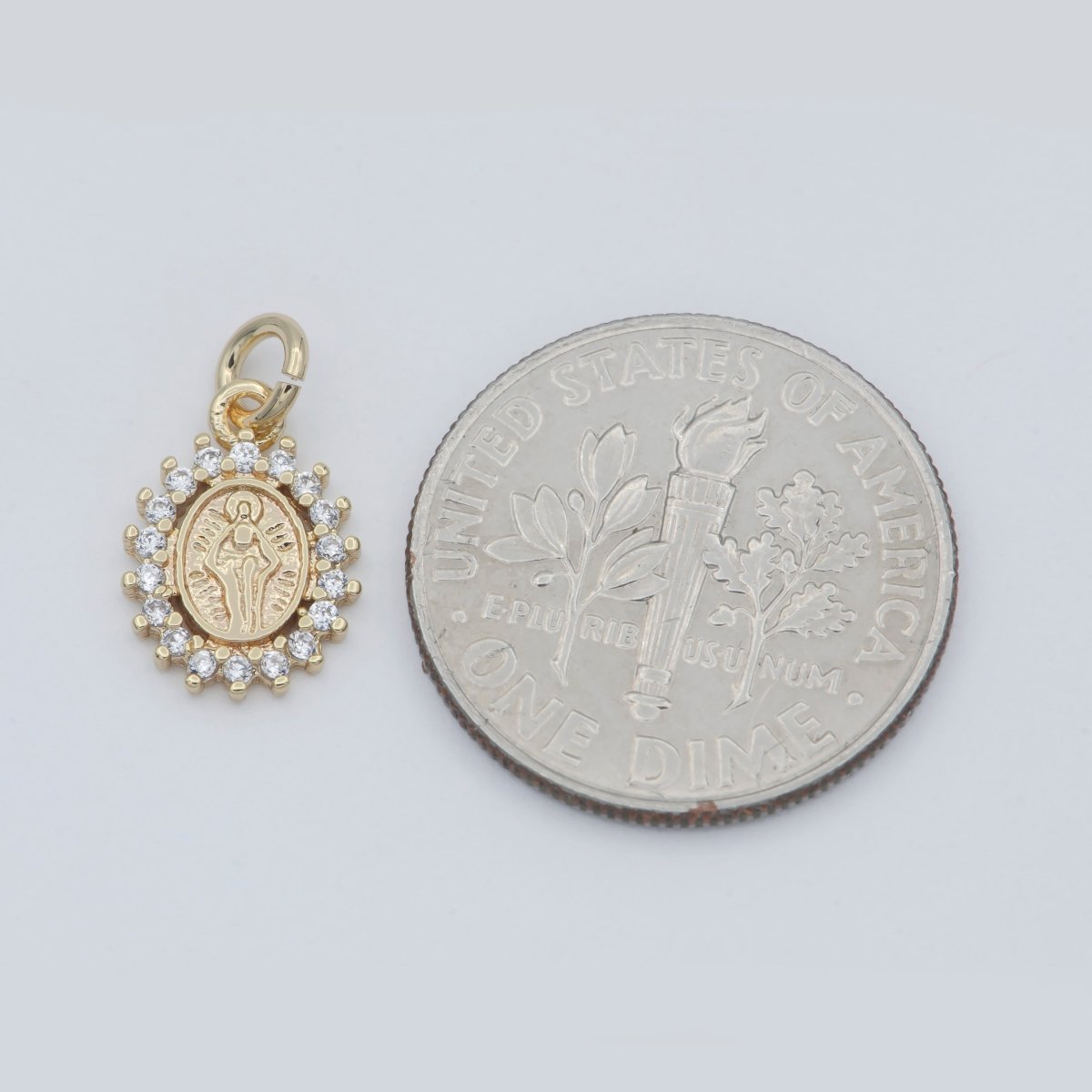 Dainty 24K Gold Filled Delicate Virgin Mother Mary Cubic Zirconia Bracelet Necklace Pendant Earring Charm Gift for Woman Jewelry Making, Gold Silver Miraculous Lady M-585 -M-592 - DLUXCA