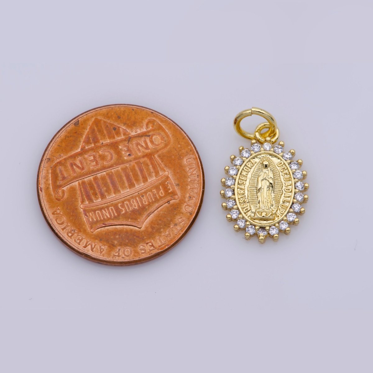 Dainty 24K Gold Filled Delicate Virgin Mother Mary Cubic Zirconia Bracelet Necklace Pendant Earring Charm Gift for Woman Jewelry Making, Gold Silver Miraculous Lady M-585 -M-592 - DLUXCA