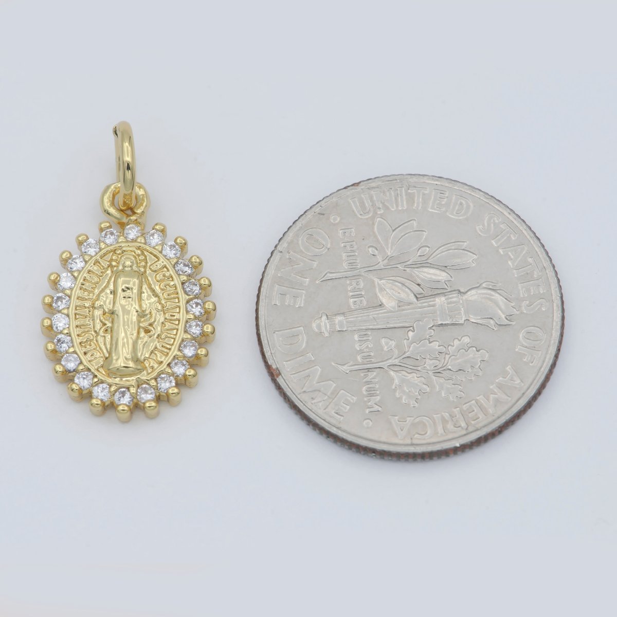 Dainty 24K Gold Filled Delicate Virgin Mother Mary Cubic Zirconia Bracelet Necklace Pendant Earring Charm Gift for Woman Jewelry Making, Gold Silver Miraculous Lady M-585 -M-592 - DLUXCA