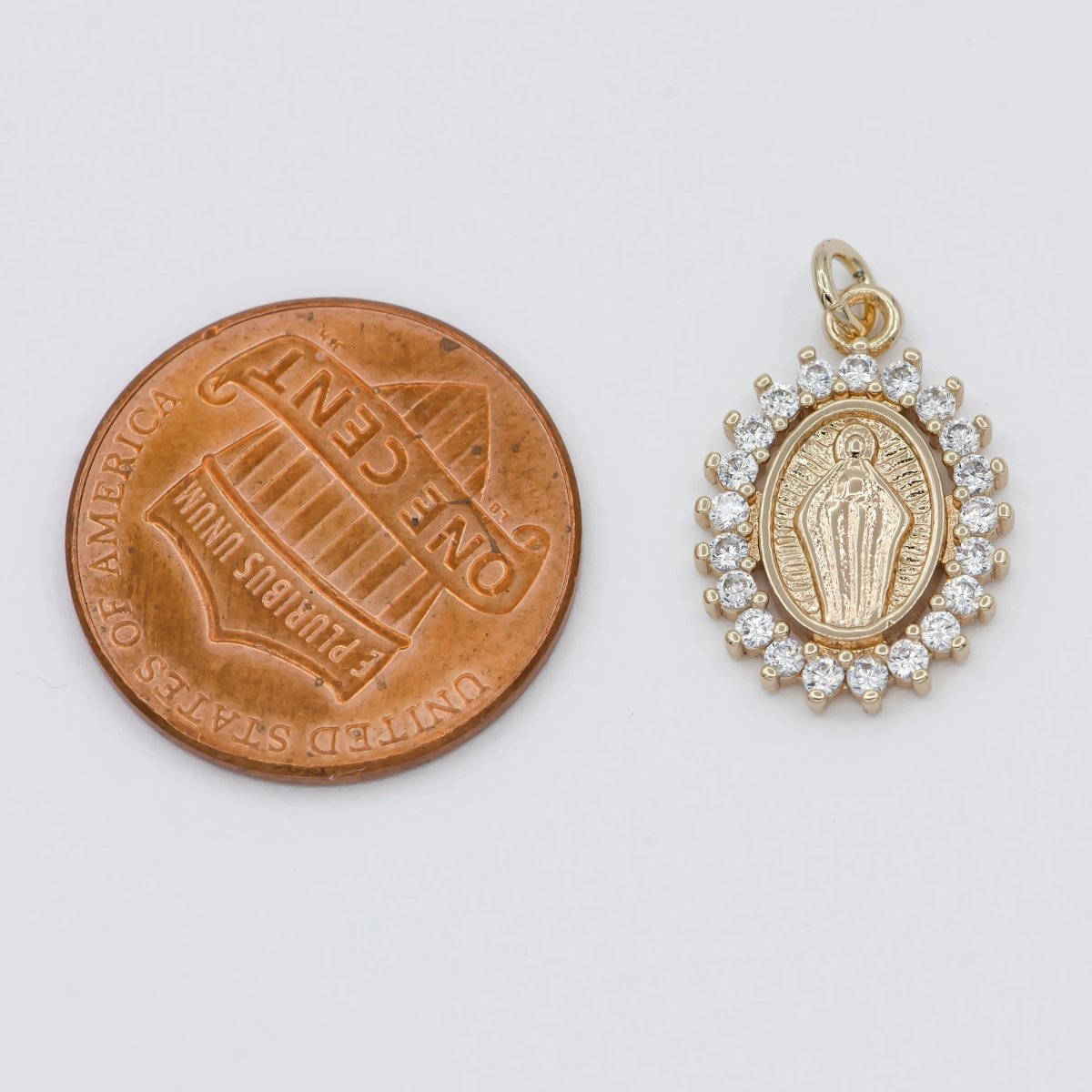 Dainty 24K Gold Filled Delicate Virgin Mother Mary Cubic Zirconia Bracelet Necklace Pendant Earring Charm Gift for Woman Jewelry Making, Gold Silver Miraculous Lady M-585 -M-592 - DLUXCA