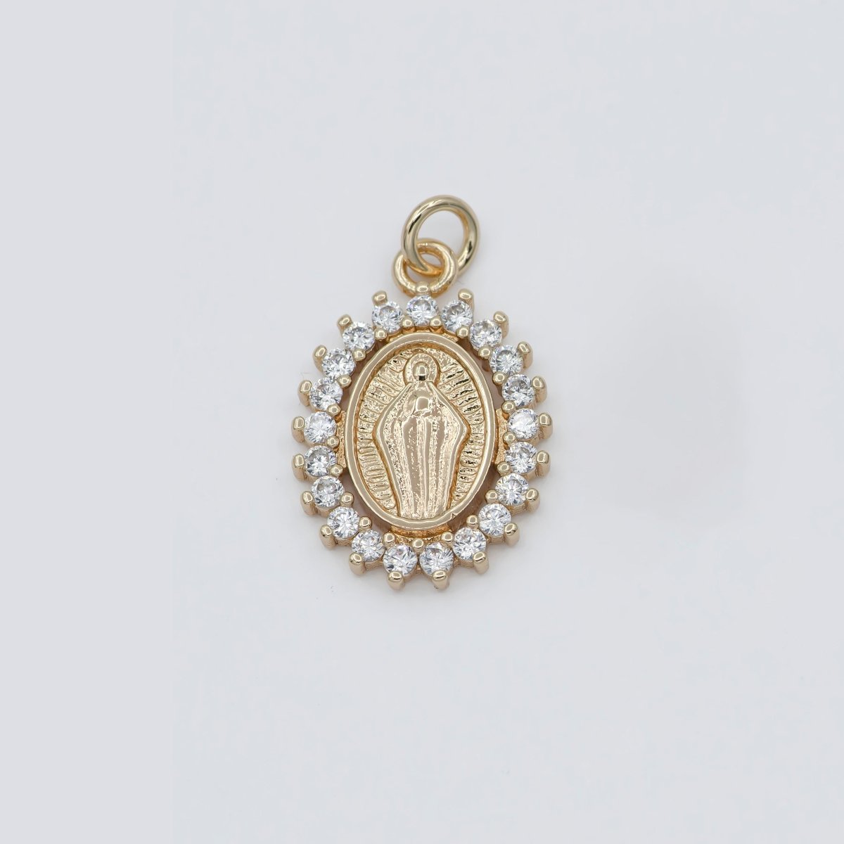 Dainty 24K Gold Filled Delicate Virgin Mother Mary Cubic Zirconia Bracelet Necklace Pendant Earring Charm Gift for Woman Jewelry Making, Gold Silver Miraculous Lady M-585 -M-592 - DLUXCA