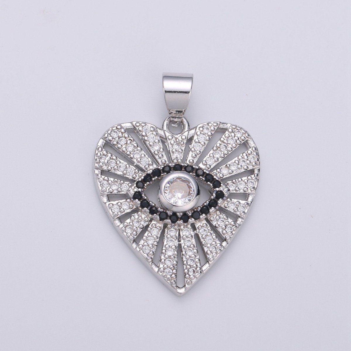 Dainty 24k Gold Filled Evil Eye Charm - Gold Heart SunBurst Charm, Amulet pendant, Protection Jewelry for Necklace Bracelet Component I-860 I-861 - DLUXCA